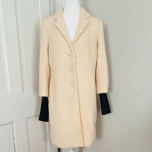 Cream Boucle Textured Coat Large EUC